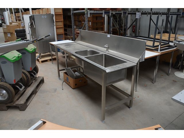 Inox dubbele spoelbak afm. 2x20m x 0,80m , karton met toebehoren - afbeelding 2 van  7