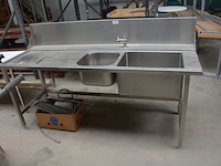 Inox dubbele spoelbak afm. 2x20m x 0,80m , karton met toebehoren - afbeelding 3 van  7
