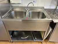 Inox dubbele spoelbak + kraan