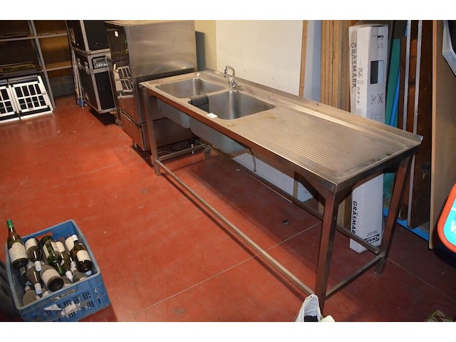 Inox dubbele spoelbak met mengkraan afm. 200x60x80 - afbeelding 2 van  7