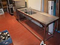 Inox dubbele spoelbak met mengkraan afm. 200x60x80 - afbeelding 2 van  7