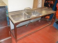 Inox dubbele spoelbak met mengkraan afm. 200x60x80 - afbeelding 3 van  7
