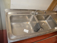 Inox dubbele spoelbak met mengkraan afm. 200x60x80 - afbeelding 4 van  7