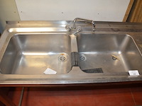 Inox dubbele spoelbak met mengkraan afm. 200x60x80 - afbeelding 6 van  7