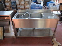 Inox dubbele spoelbak met mengkraan ggm gastro afm. 140x60 (3) - afbeelding 1 van  5
