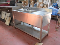 Inox dubbele spoelbak met mengkraan ggm gastro afm. 140x60 (3) - afbeelding 2 van  5
