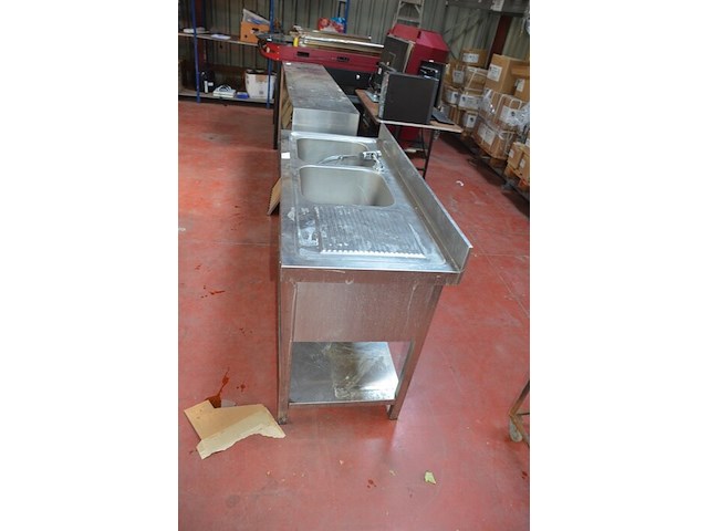 Inox dubbele spoelbak met mengkraan ggm gastro afm. 140x60 (3) - afbeelding 3 van  5