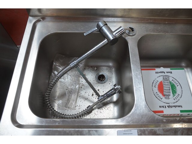 Inox dubbele spoelbak met mengkraan ggm gastro afm. 140x60 (3) - afbeelding 4 van  5
