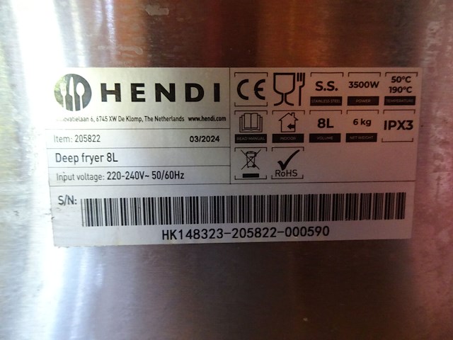 Inox friteuse hendi - afbeelding 3 van  3