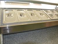 Inox koelwerkbank 3 deuren 1 lade met grijs granieten blad met opzet bainmarie afm. 2,30m lang - afbeelding 2 van  13