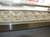 Inox koelwerkbank 3 deuren 1 lade met grijs granieten blad met opzet bainmarie afm. 2,30m lang - afbeelding 3 van  13