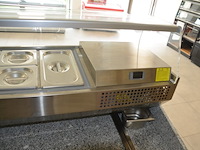 Inox koelwerkbank 3 deuren 1 lade met grijs granieten blad met opzet bainmarie afm. 2,30m lang - afbeelding 4 van  13