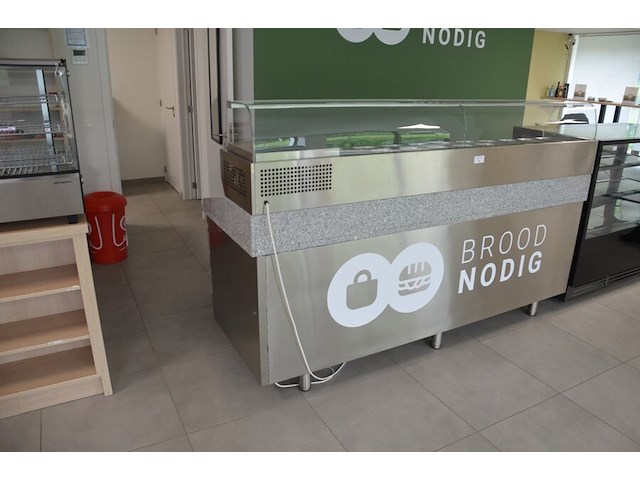 Inox koelwerkbank 3 deuren 1 lade met grijs granieten blad met opzet bainmarie afm. 2,30m lang - afbeelding 10 van  13