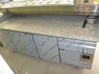 Inox koelwerkbank 3 deuren 1 lade met grijs granieten blad met opzet bainmarie afm. 2,30m lang - afbeelding 11 van  13