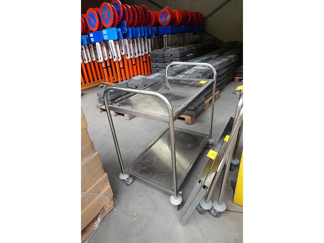 Inox regaalwagen + verrijdbare kar - afbeelding 3 van  6