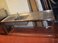 Inox spoelbak met twee spoelbakken en mengkraan afm. 200x60x80 - afbeelding 1 van  7