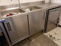 Inox spoeltafel met 2 bakken en afdruiprek