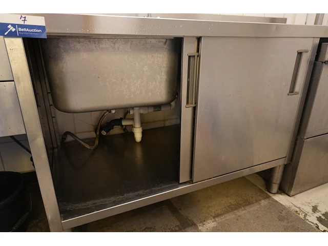 Inox spoeltafel met 2 bakken en afdruiprek - afbeelding 2 van  7