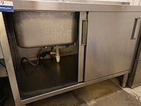 Inox spoeltafel met 2 bakken en afdruiprek - afbeelding 2 van  7