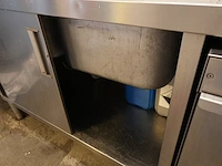 Inox spoeltafel met 2 bakken en afdruiprek - afbeelding 3 van  7