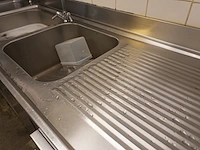 Inox spoeltafel met 2 bakken en afdruiprek - afbeelding 5 van  7