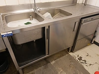 Inox spoeltafel met 2 bakken en afdruiprek - afbeelding 7 van  7