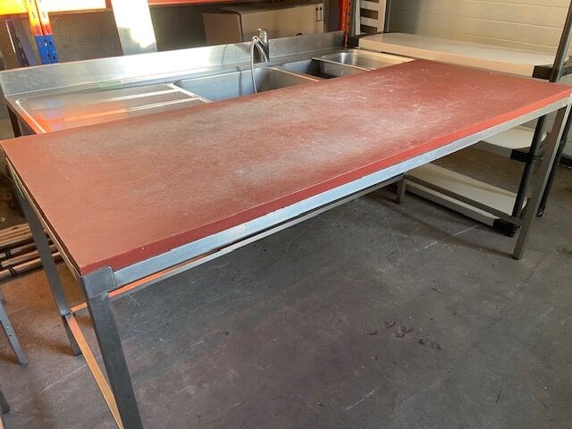 Inox tafel met snijblad 200x88cm hoogte - afbeelding 1 van  2