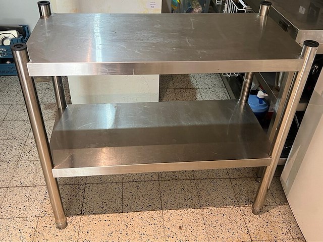 Inox werkbank 2 etages afm. 1m (18) - afbeelding 1 van  1