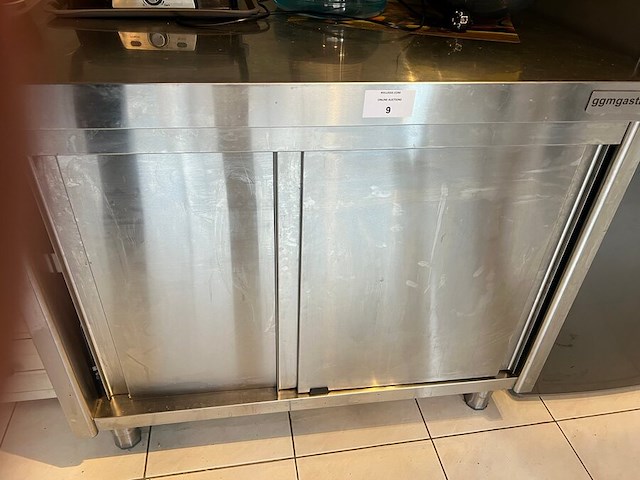 Inox werkbank met 2 schuifdeuren afm. 1m (12) - afbeelding 1 van  7