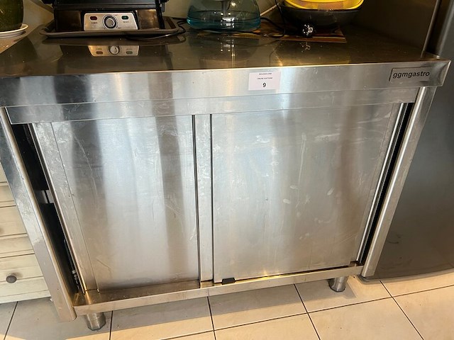 Inox werkbank met 2 schuifdeuren afm. 1m (12) - afbeelding 4 van  7