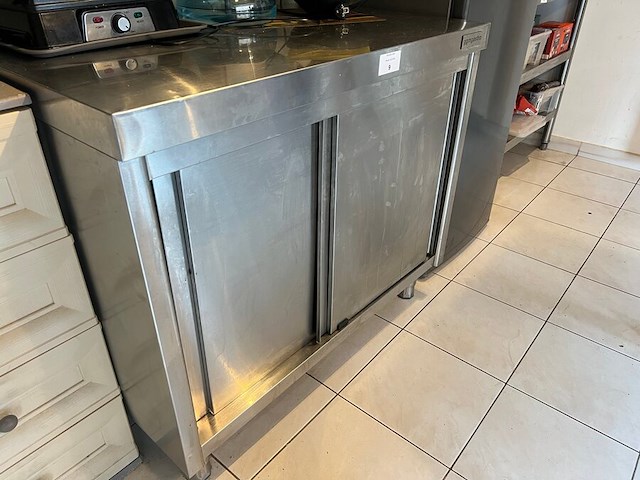 Inox werkbank met 2 schuifdeuren afm. 1m (12) - afbeelding 5 van  7