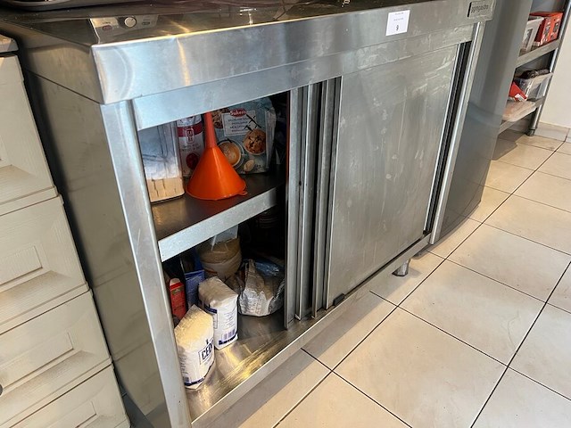Inox werkbank met 2 schuifdeuren afm. 1m (12) - afbeelding 6 van  7