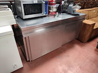 Inox werktafel met 2 leggers en 2 schuifdeuren afm. 160x70x85cm (27) - afbeelding 3 van  6