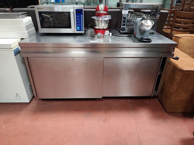 Inox werktafel met 2 leggers en 2 schuifdeuren afm. 160x70x85cm (27) - afbeelding 4 van  6