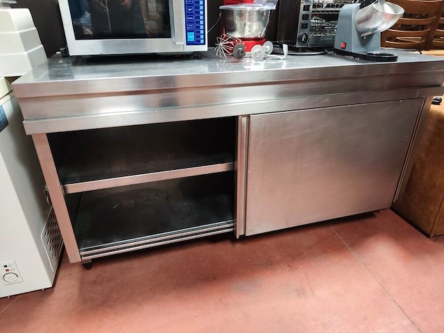 Inox werktafel met 2 leggers en 2 schuifdeuren afm. 160x70x85cm (27) - afbeelding 5 van  6