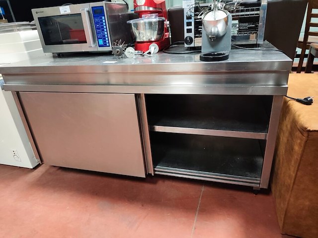 Inox werktafel met 2 leggers en 2 schuifdeuren afm. 160x70x85cm (27) - afbeelding 6 van  6