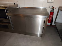 Inox werktafel met ingebouwde spoelbak, flessenkoeler 2 deuren a-aircool rubbens afm. 370x80 (1) - afbeelding 3 van  5