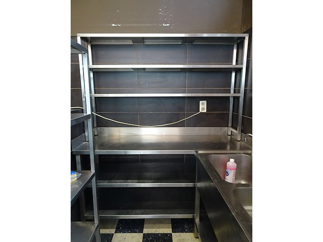 Inox werktafel + rek - afbeelding 1 van  2