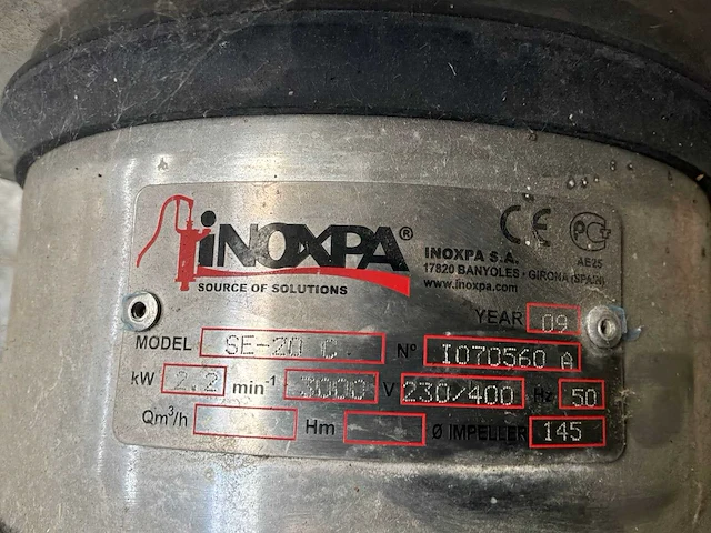 Inoxpa se-20c mobiele rvs centrifugaalpomp (2x) - afbeelding 3 van  6