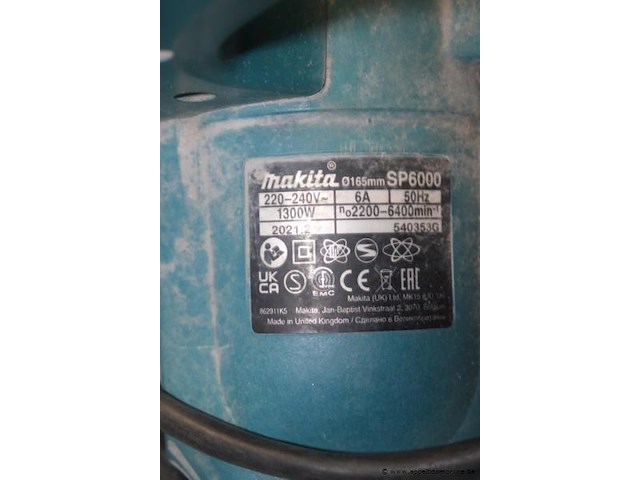 Invalszaag makita sp6000j, 1,3 kw, 230 v, serienummer 540353g, inclusief koffer, werking niet gekend - afbeelding 2 van  2