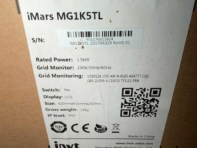 Invt imars mg1k5tl pv-omvormer – 1,5 kw – 230 v – ip65 - afbeelding 2 van  2