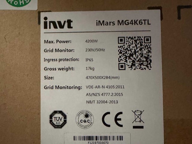 Invt imars mg4k6tl pv-omvormer – 230 v – 4.200 w – ip65 - afbeelding 2 van  2