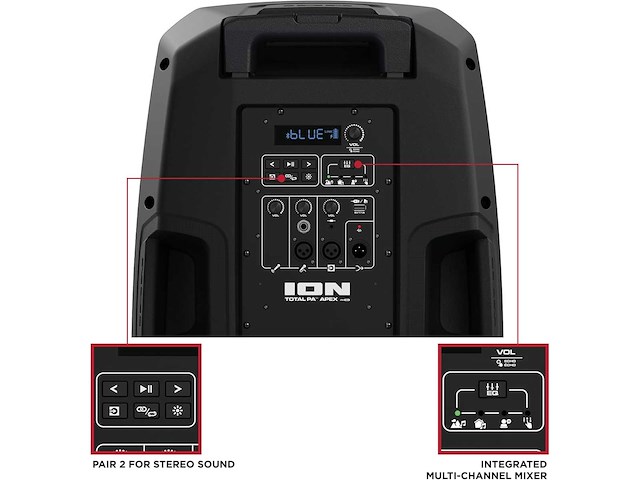 Ion audio total pa apex high power wireless pa-systeem met batterij - afbeelding 5 van  6