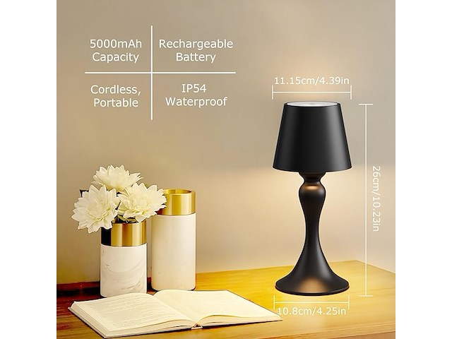 Irotine zwarte tafellamp (2 stuks) - afbeelding 6 van  6