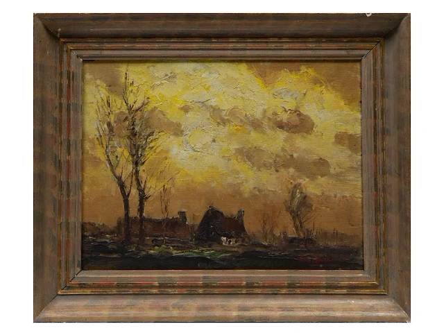 Isidoor boerewaard (1893-1972), view of a farm in winter, oil on panel 36 x 48 cm. (14.16 x 18.89 in.), frame: 50 x 62 cm. (19.67 x 24.41 in.) - afbeelding 2 van  7