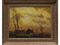 Isidoor boerewaard (1893-1972), view of a farm in winter, oil on panel 36 x 48 cm. (14.16 x 18.89 in.), frame: 50 x 62 cm. (19.67 x 24.41 in.) - afbeelding 2 van  7