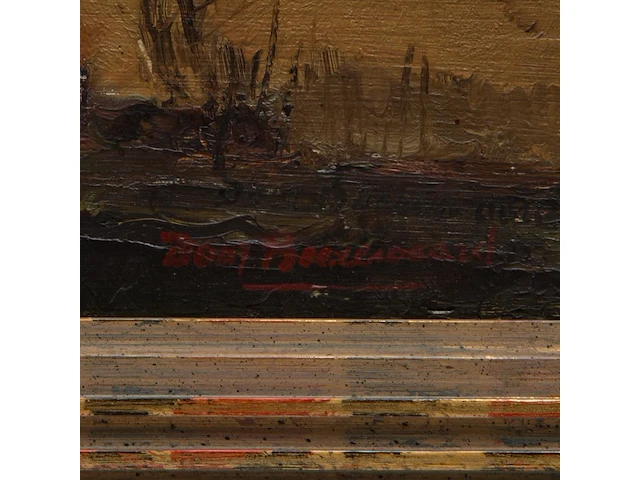 Isidoor boerewaard (1893-1972), view of a farm in winter, oil on panel 36 x 48 cm. (14.16 x 18.89 in.), frame: 50 x 62 cm. (19.67 x 24.41 in.) - afbeelding 4 van  7