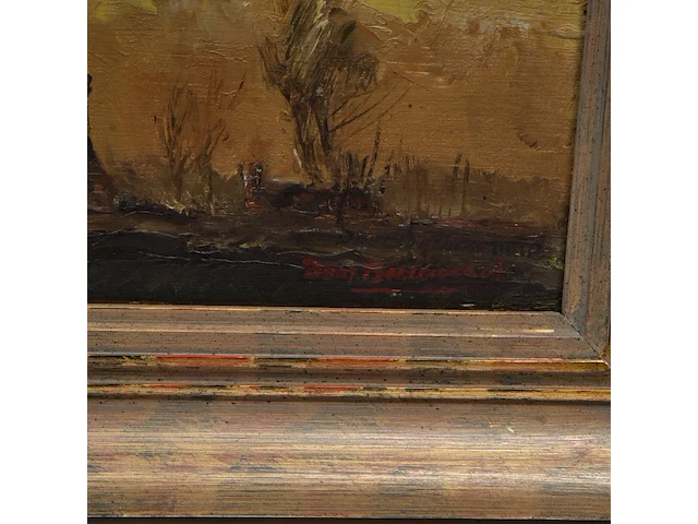 Isidoor boerewaard (1893-1972), view of a farm in winter, oil on panel 36 x 48 cm. (14.16 x 18.89 in.), frame: 50 x 62 cm. (19.67 x 24.41 in.) - afbeelding 5 van  7