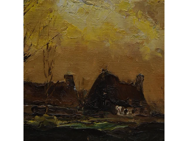 Isidoor boerewaard (1893-1972), view of a farm in winter, oil on panel 36 x 48 cm. (14.16 x 18.89 in.), frame: 50 x 62 cm. (19.67 x 24.41 in.) - afbeelding 6 van  7