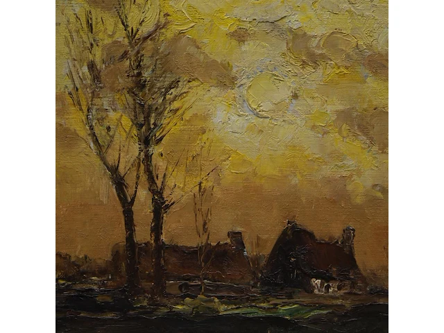 Isidoor boerewaard (1893-1972), view of a farm in winter, oil on panel 36 x 48 cm. (14.16 x 18.89 in.), frame: 50 x 62 cm. (19.67 x 24.41 in.) - afbeelding 7 van  7